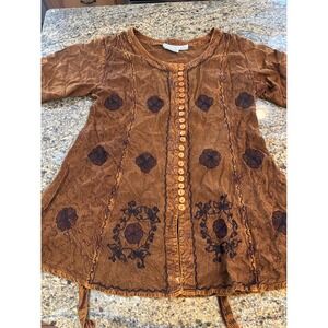 Speed Limit Large Embroidered Floral Tunic Top Hippie Boho Festival‎ Cottagecore